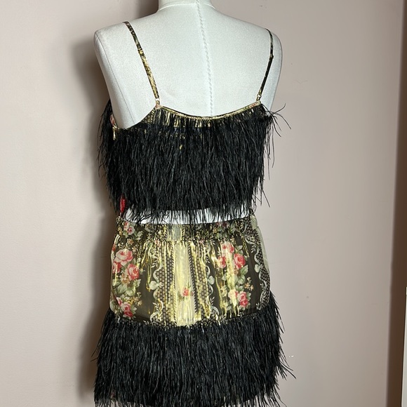 LOVESHACKFANCY Set Dusty Crop Cami Midnight Ruby & Risha Feather Trim Mini Skirt - Picture 11 of 17